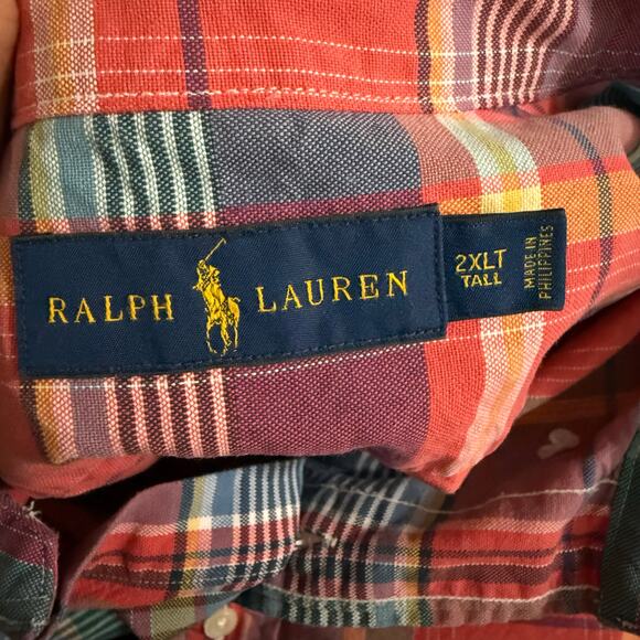 Ralph Lauren color pony  button down plaid shirt long sleeve men’s 2XLT tall XXL - Picture 2 of 12